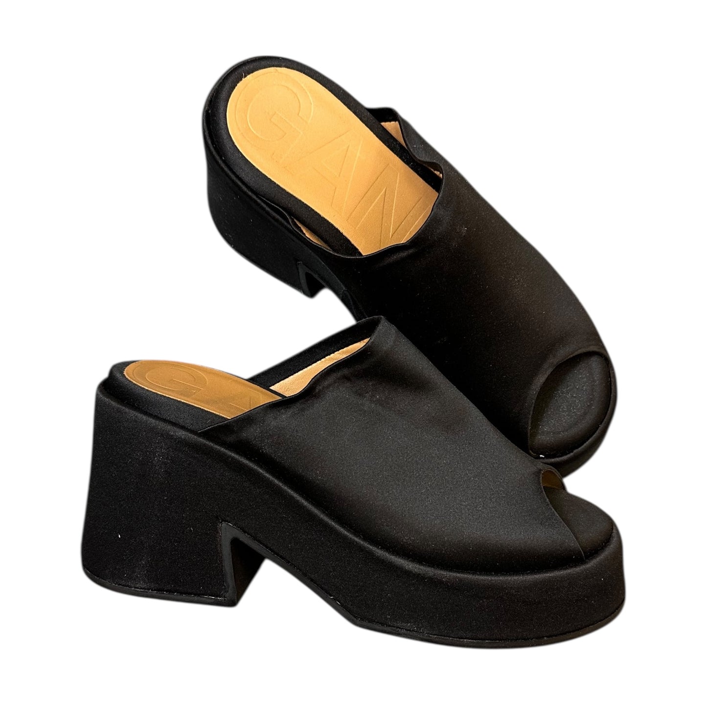 Ganni Black Wedge Mule Sandals