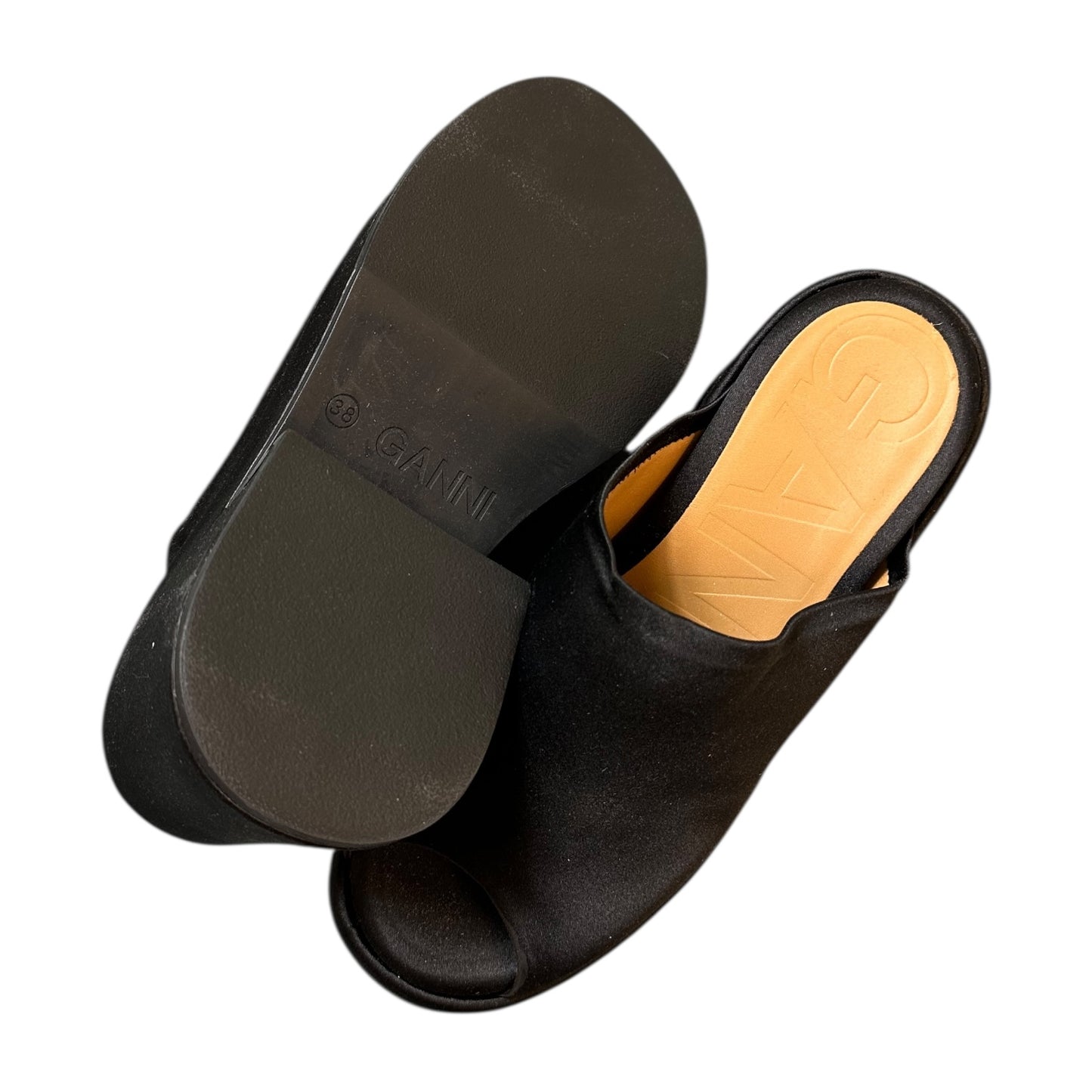 Ganni Black Wedge Mule Sandals