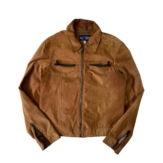 Armani Jeans Tan Snakeskin Leather Jacket