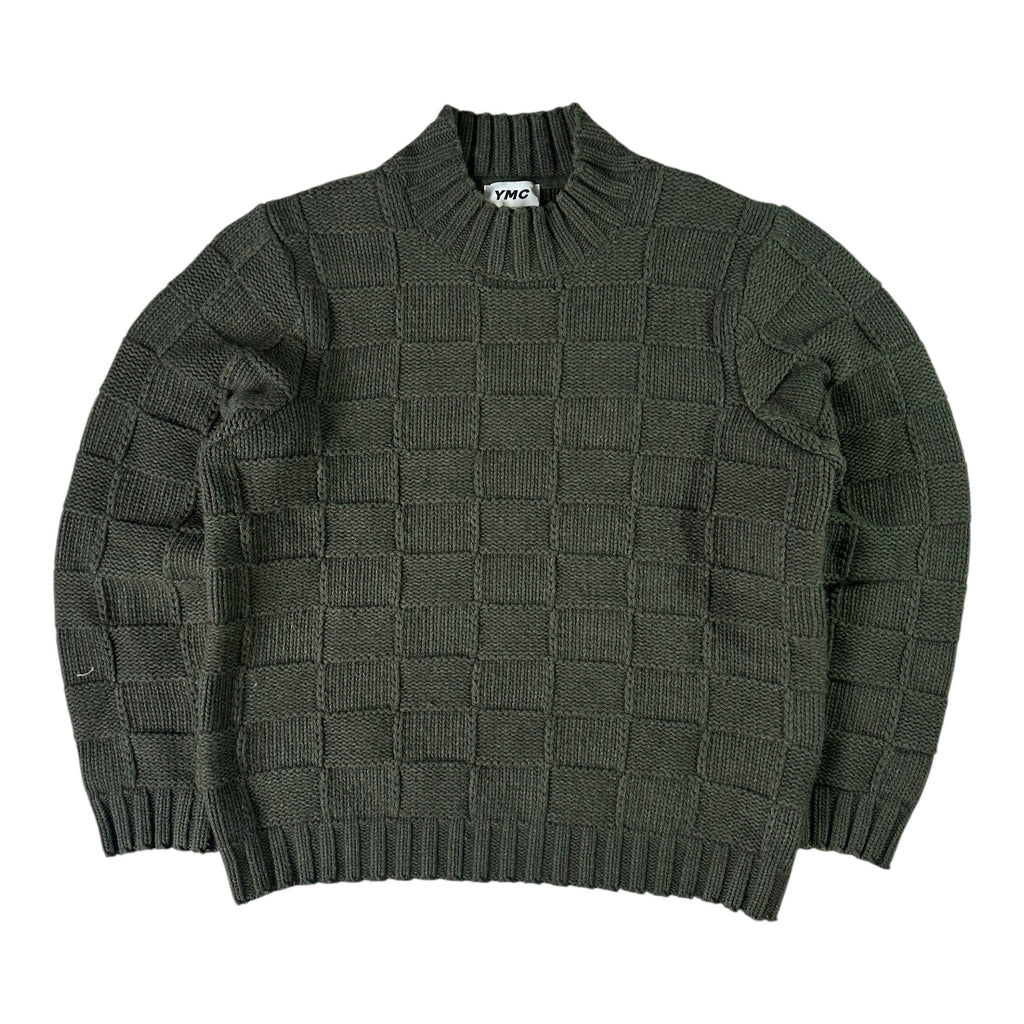 YMC Green Bluto Basketweave Wool Jumper