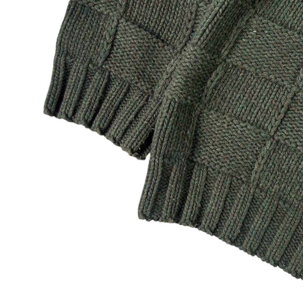 YMC Green Bluto Basketweave Wool Jumper