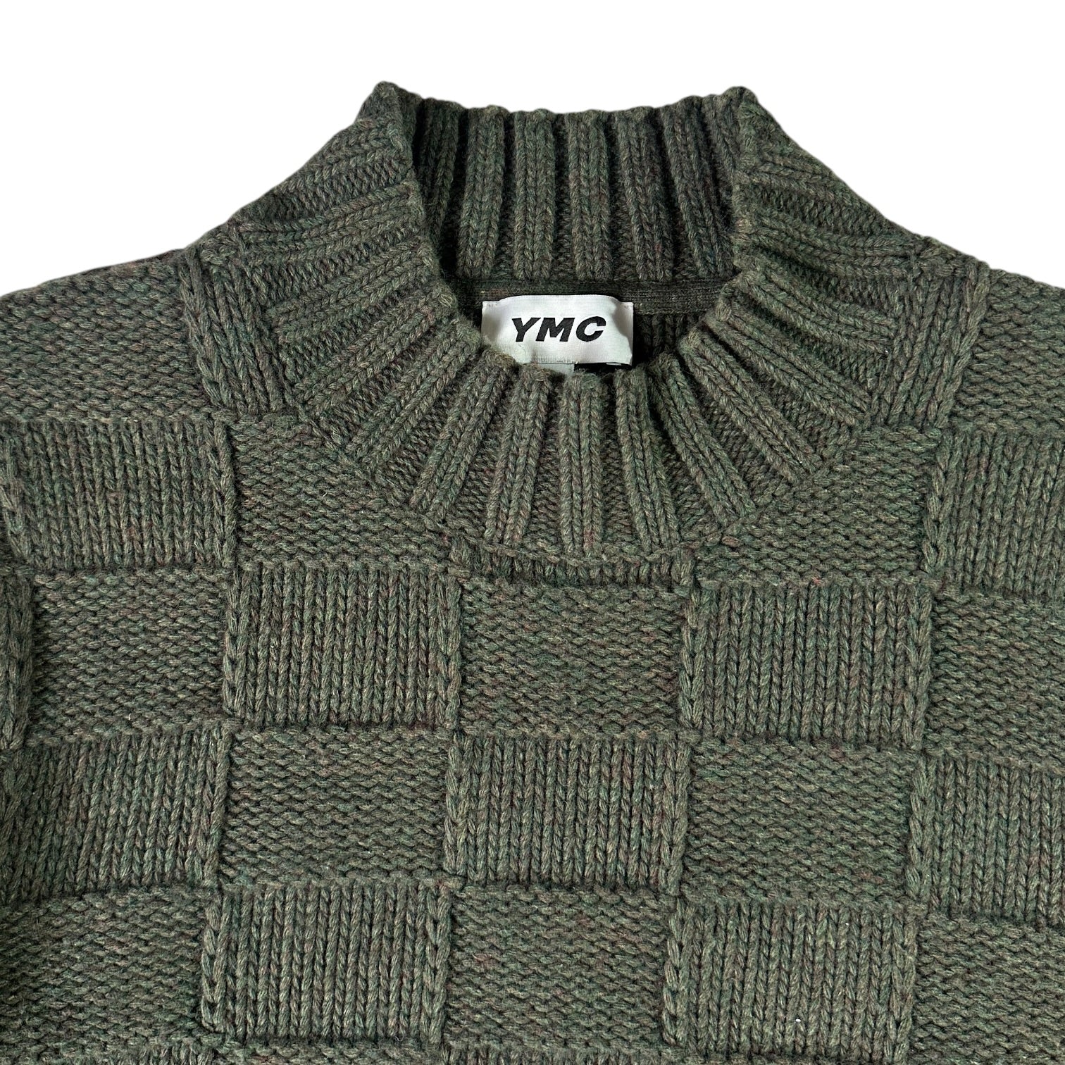 YMC Green Bluto Basketweave Wool Jumper