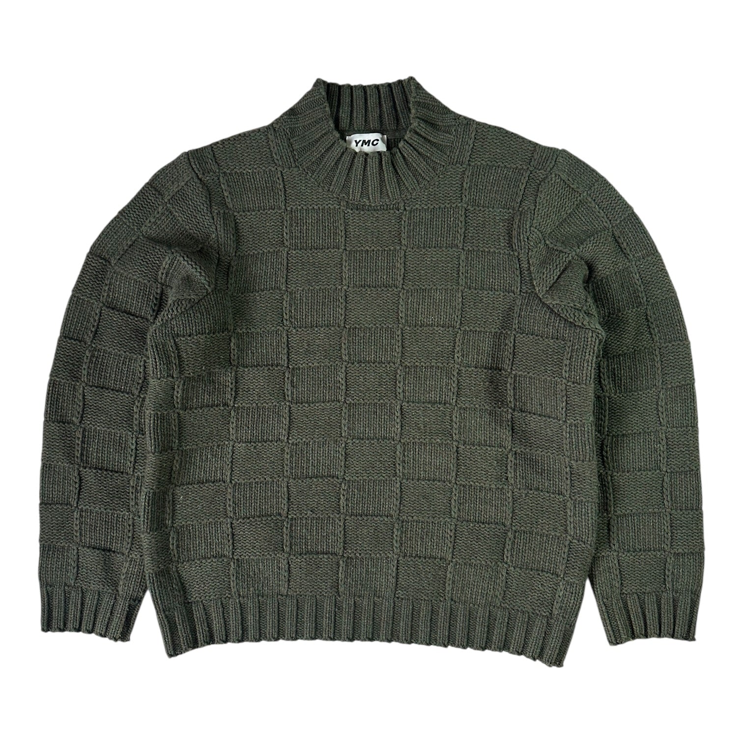 YMC Green Bluto Basketweave Wool Jumper