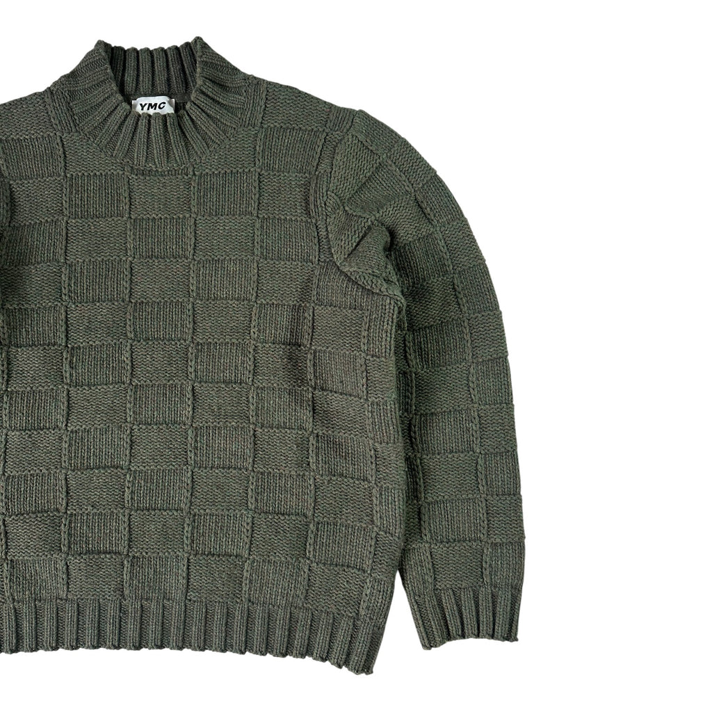 YMC Green Bluto Basketweave Wool Jumper