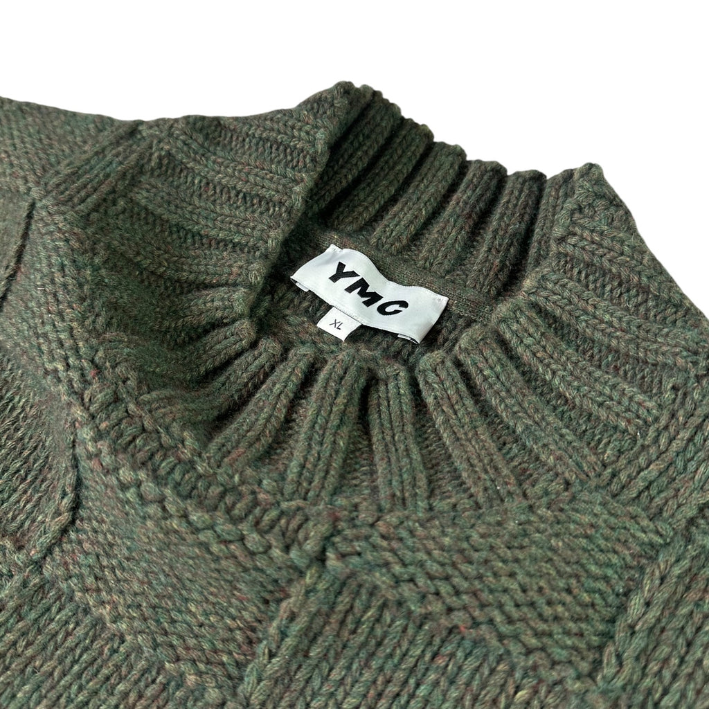 YMC Green Bluto Basketweave Wool Jumper