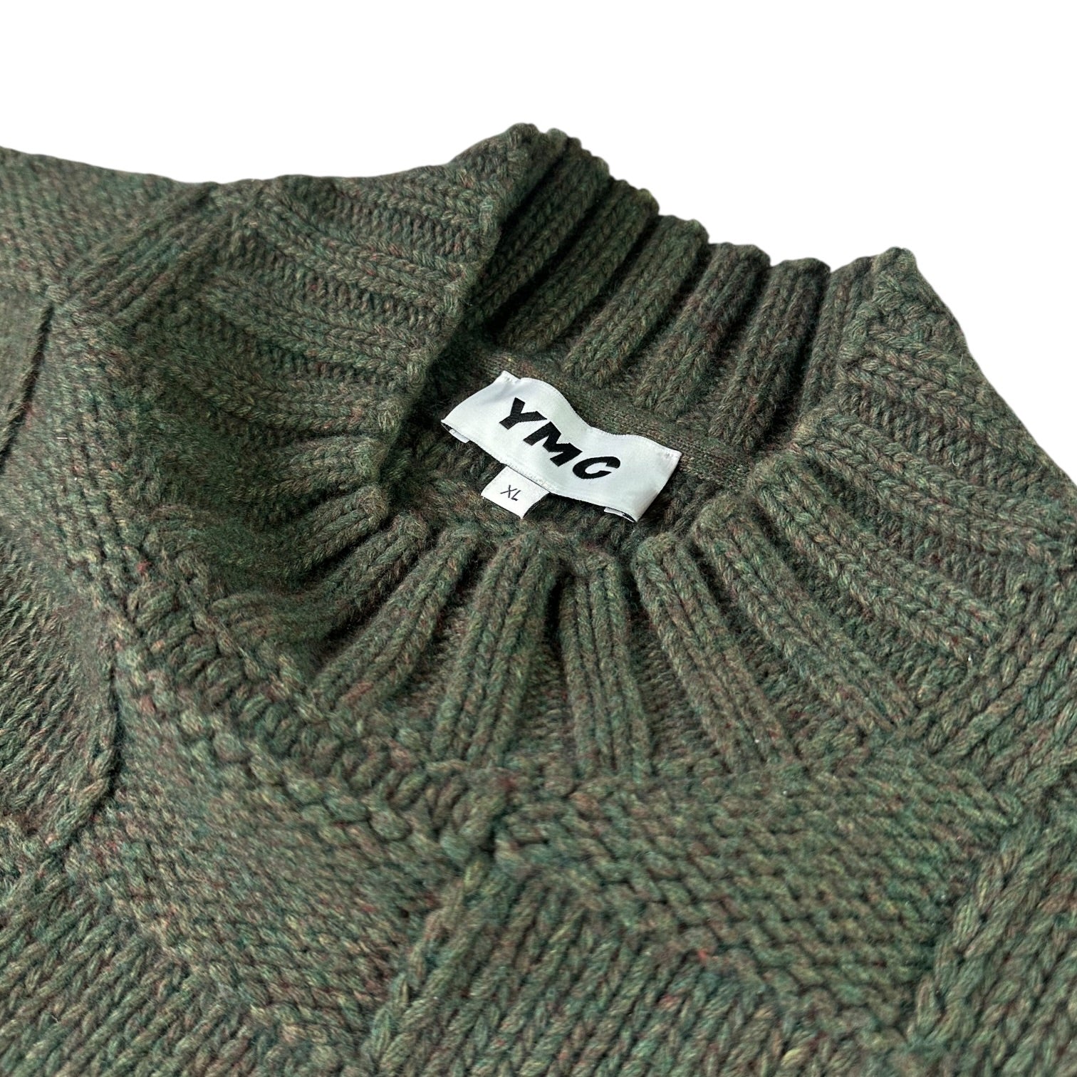 YMC Green Bluto Basketweave Wool Jumper