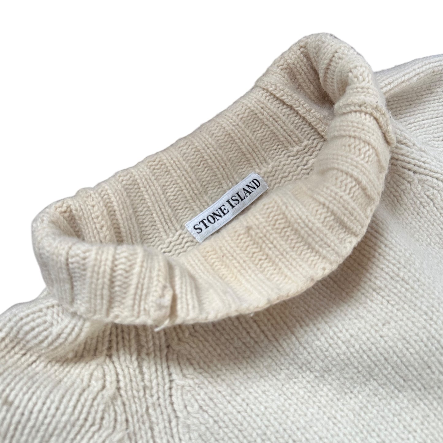 Stone Island Cream Wool High Neck Jumper