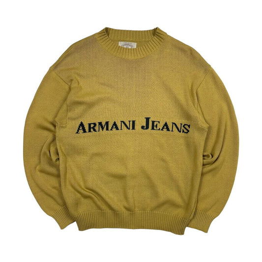 Vintage 1990s Armani Jeans Yellow Crewneck Sweatshirt