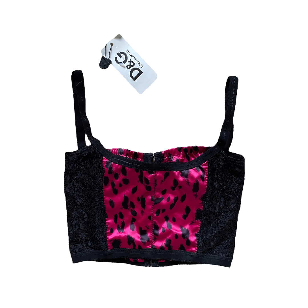 Dolce Gabbana Pink Leopard Print Corset Top